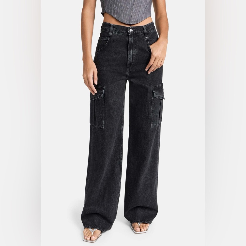 Agolde Black Wide-Leg Cargo Jeans